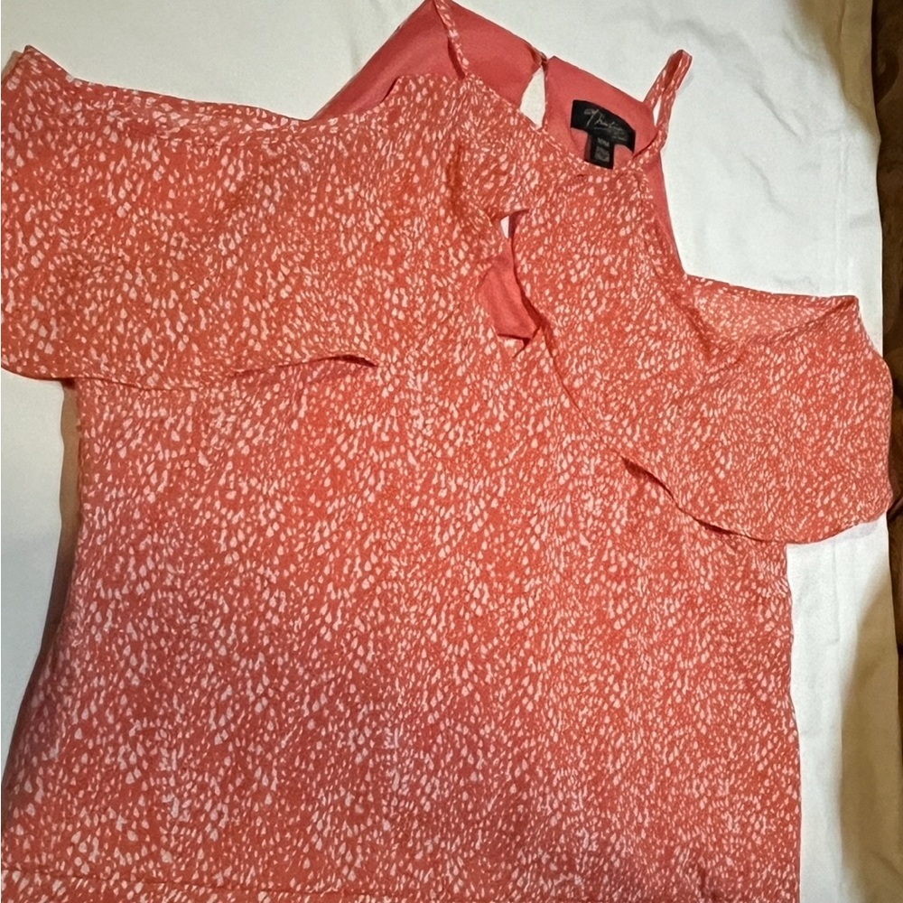 Thalia Sodi Coral and White Blouse